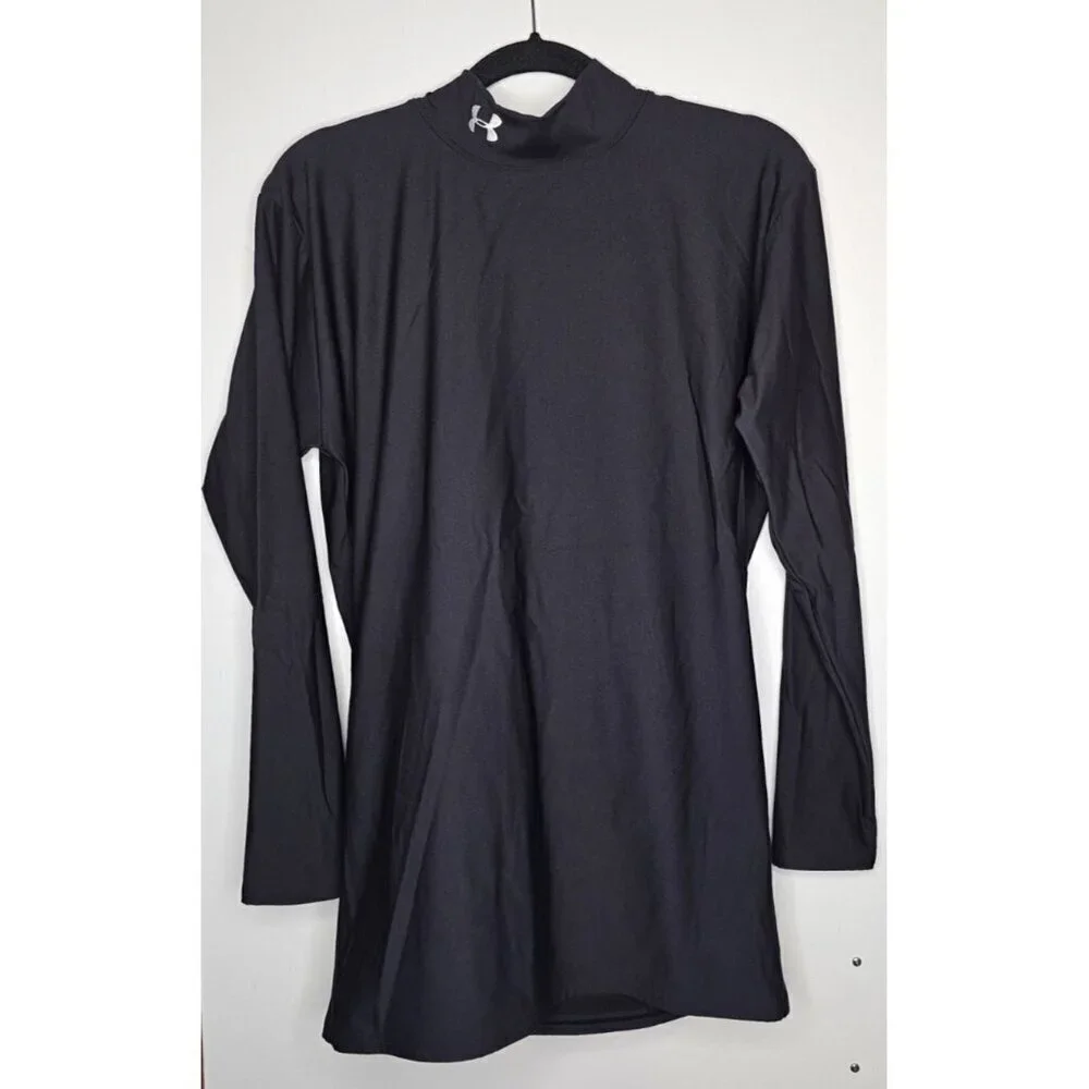 Under Armour Coldgear Fitted Long Sleeve Black Mock Neck Poly Shirt Youth XL